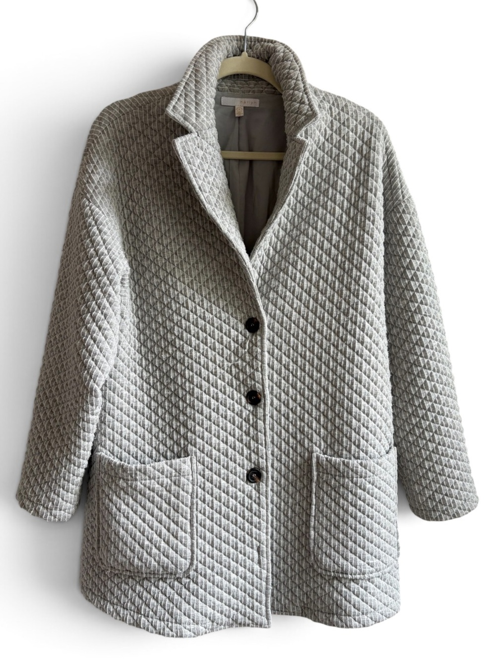 Anthropologie Harlyn- Pin StripeQuilted Jacket Blazer - Sz Small - Gray & White
